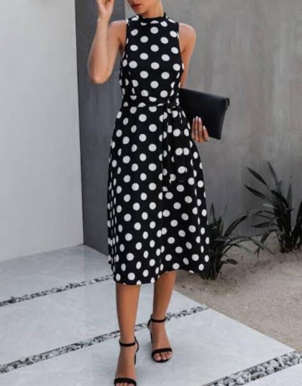 Black polkadot sleeveless dress