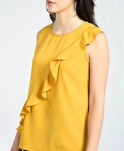 Yellow Ruffle Trim Top !