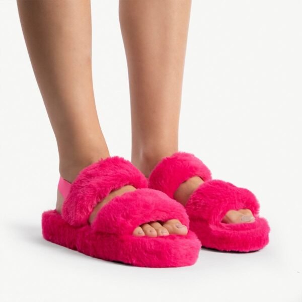 Jbarg Fluffy Fur Magenta Wedge Heel - Image 4