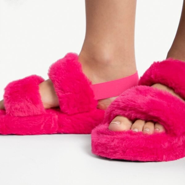 Jbarg Fluffy Fur Magenta Wedge Heel - Image 3