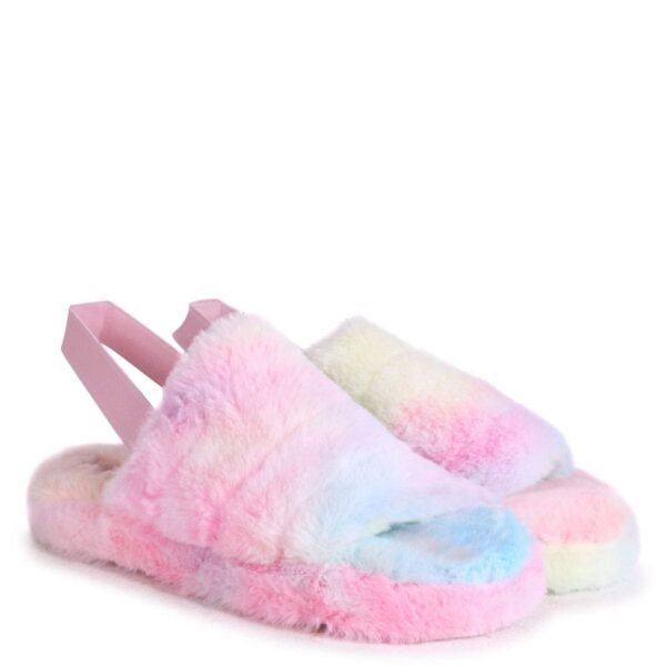 Jbarg Fluffy Fur Rainbow Wedge Heel - Image 3